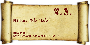 Milus Máté névjegykártya